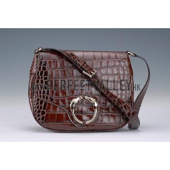 Replica Gucci Ribot Horse Head Bourgundy Croc Leather Flap Bag