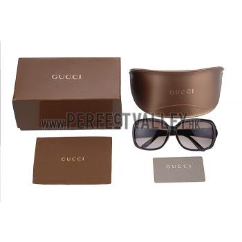 Cheap Gucci Oversized Square Leather Brown Sunglasses 307816