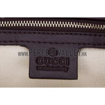 Gucci Rania Web GG Canvas with Brown Leather Trim  Handle Tote