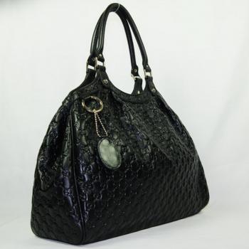 Replica Gucci  Handle bags 211943 Black Cow Leather Ladies