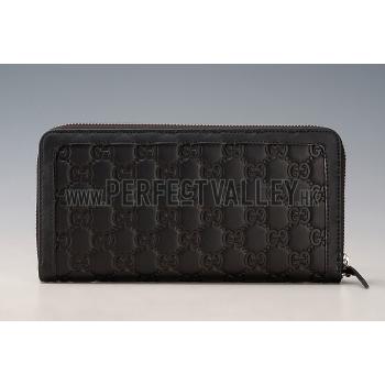 Gucci Signature Black Wrist Wallet With Web Detail