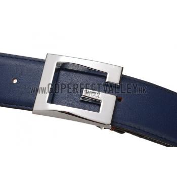 Gucci Multicolor Leather Belt with Square G Buckle Blue