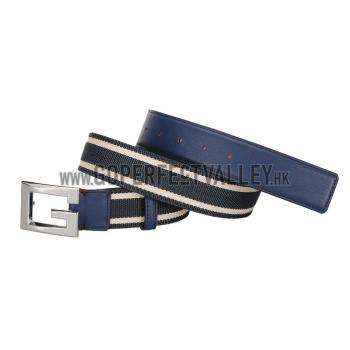 Gucci Multicolor Leather Belt with Square G Buckle Blue