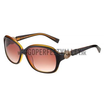 Gucci Elegant Oval Shaped Brown and Yellow Sunglasses 308032