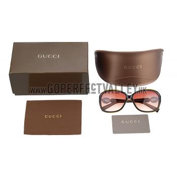 Gucci Elegant Oval Shaped Brown and Yellow Sunglasses 308032