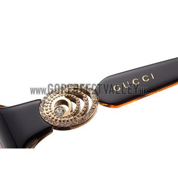 Gucci Elegant Oval Shaped Brown and Yellow Sunglasses 308032