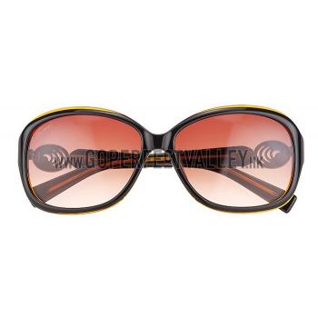 Gucci Elegant Oval Shaped Brown and Yellow Sunglasses 308032