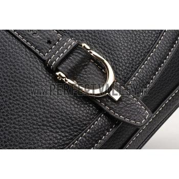 Gucci Medium Horsebit Black Leather Flap Bag 607336