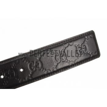 Guccissima Black Leather Belt with Interlocking G Buckle Replica