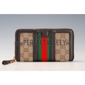 Cheap Gucci Vintage Web GG Canvas Wallet Brown