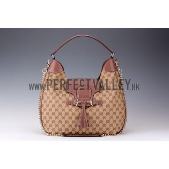 Gucci Emily GG Canvas Light Plum Leather Trim Hobo