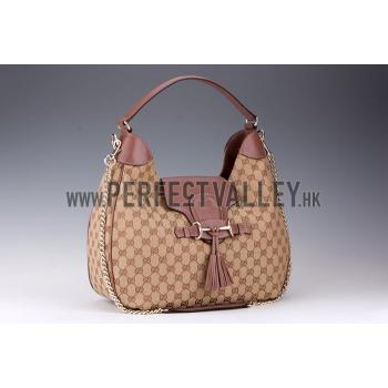 Gucci Emily GG Canvas Light Plum Leather Trim Hobo