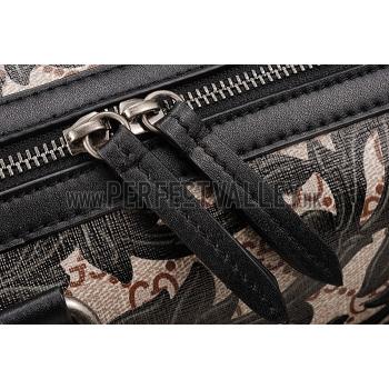 Gucci Boston Arabesque Canvas Shoulder Bag Black Replica