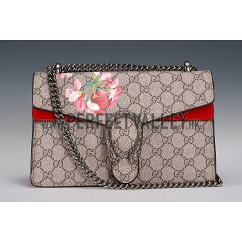 Gucci Dionysus Blooms GG Supreme Canvas And Red Suede Trim Small Bag 18926792