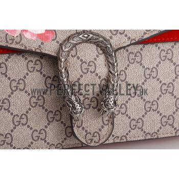 Gucci Dionysus Blooms GG Supreme Canvas And Red Suede Trim Small Bag 18926792