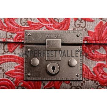 Cheap Gucci Padlock Arabesque Canvas Shoulder Bag Red