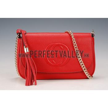 Gucci Soho Leather Shoulder Bag Red