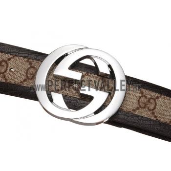 Replica Gucci Beige Leather Belt with Interlocking G Buuckle