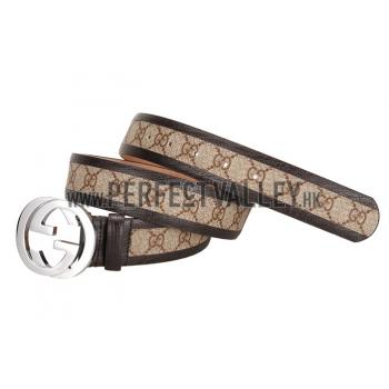 Replica Gucci Beige Leather Belt with Interlocking G Buuckle