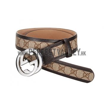 Replica Gucci Beige Leather Belt with Interlocking G Buuckle