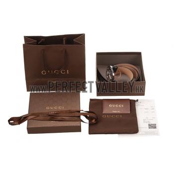 Replica Gucci Beige Leather Belt with Interlocking G Buuckle