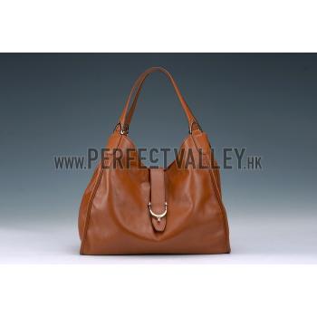 Gucci Soft Stirrup Tan Leather Large Shoulder Bag Cognac