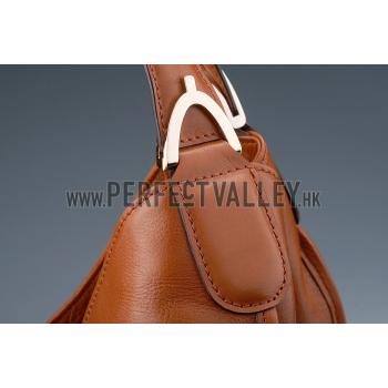 Gucci Soft Stirrup Tan Leather Large Shoulder Bag Cognac