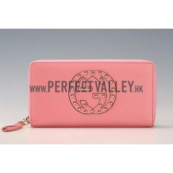 Gucci Soho Disco Studded Wallet Pink