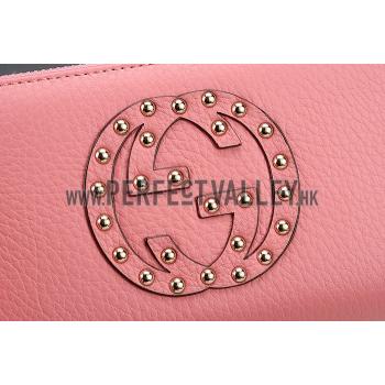 Gucci Soho Disco Studded Wallet Pink