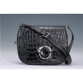 Gucci Ribot Horse Head Black Croc Leather Flap Bag