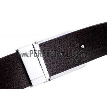 Replica Gucci  Rectangular Silver Double G Buckle Reversible Monogram Belt