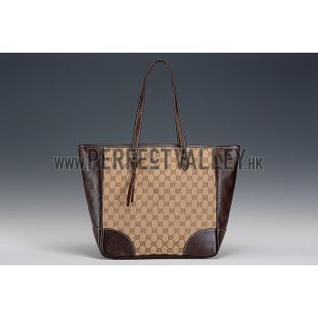 Gucci GG Supreme Canvas And Brown Leather Tote 18926777