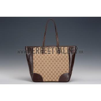 Gucci GG Supreme Canvas And Brown Leather Tote 18926777