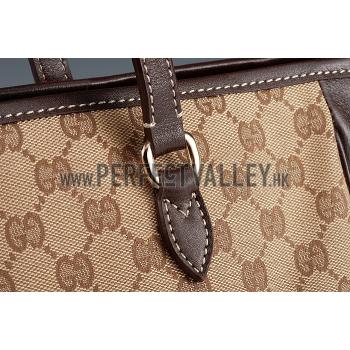 Gucci GG Supreme Canvas And Brown Leather Tote 18926777