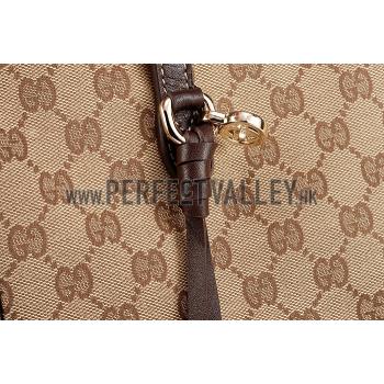 Gucci GG Supreme Canvas And Brown Leather Tote 18926777