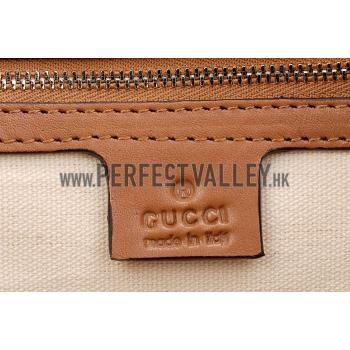 Gucci Belted Large  Handle Bag Canvas Fabric Tan 7773