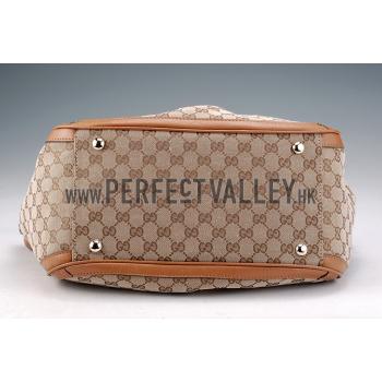 Gucci Belted Large  Handle Bag Canvas Fabric Tan 7773