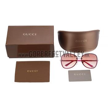 Gucci Aviator Gucci Logo On Lens Pink Frame Sunglasses 307889