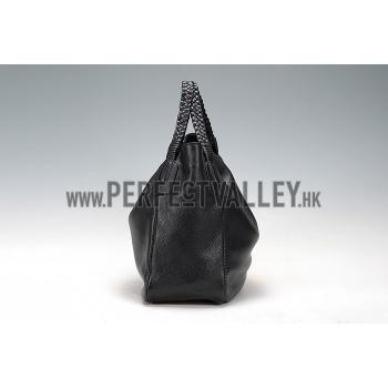 Replica Gucci Hip Bamboo Leather Tote Black 607331