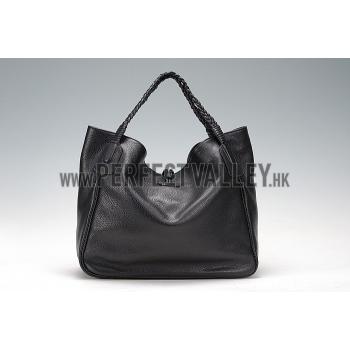 Replica Gucci Hip Bamboo Leather Tote Black 607331