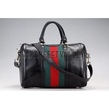 Gucci Vintage Web Medium Boston Black Bag