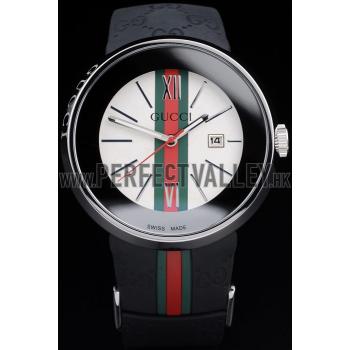 Gucci Black Rubber Band White Round Dial 2165-299 Replica