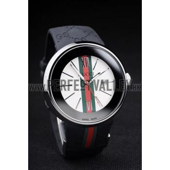 Gucci Black Rubber Band White Round Dial 2165-299 Replica