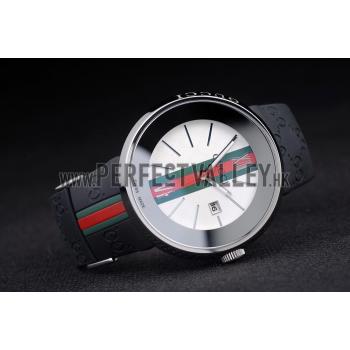 Gucci Black Rubber Band White Round Dial 2165-299 Replica