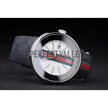 Gucci Black Rubber Band White Round Dial 2165-299 Replica