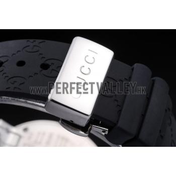 Gucci Black Rubber Band White Round Dial 2165-299 Replica