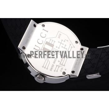 Gucci Black Rubber Band White Round Dial 2165-299 Replica