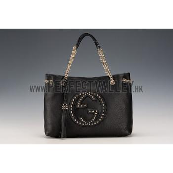 Gucci Soho Studded Shoulder Bag Black With Rivets