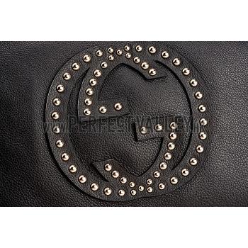 Gucci Soho Studded Shoulder Bag Black With Rivets