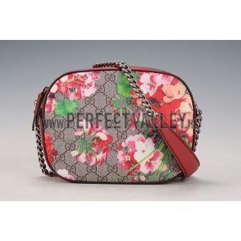 Gucci Blooms GG Supreme Canvas Mini Chain Bag Red